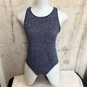 Land's End Polka Dot Cross Back One Piece Swimsuit